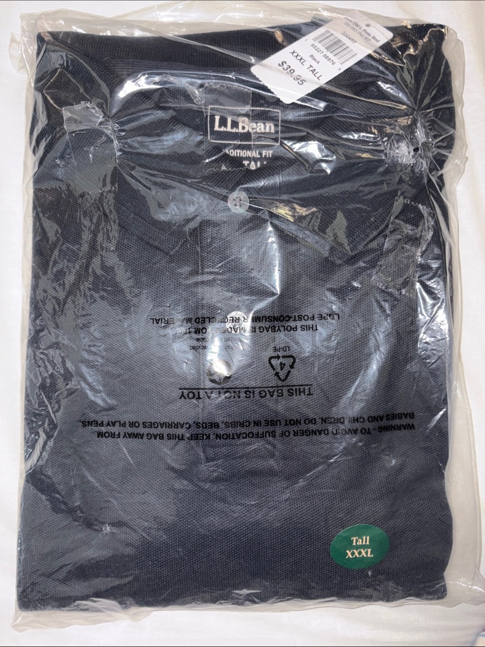 L.L.Bean Polo Shirt - Black NWT Traditional Fit